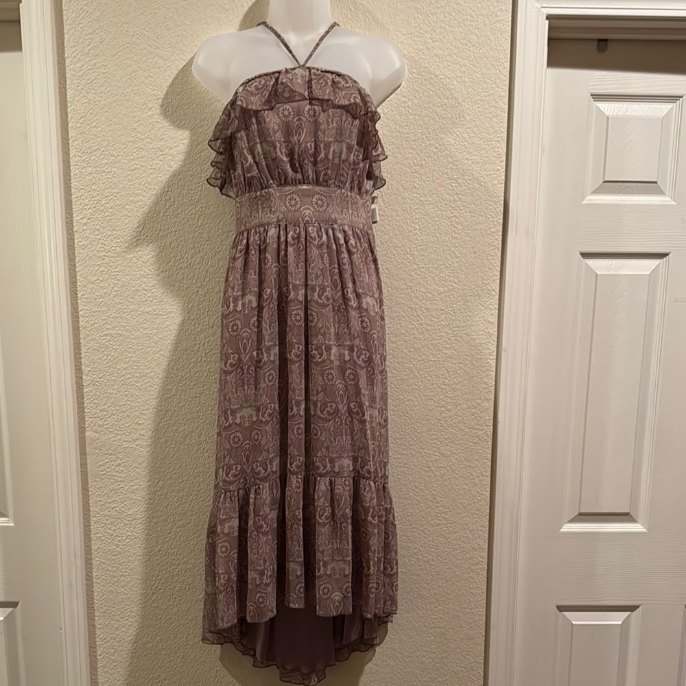 Guess Cream and Mauve Halter High Low Sundress